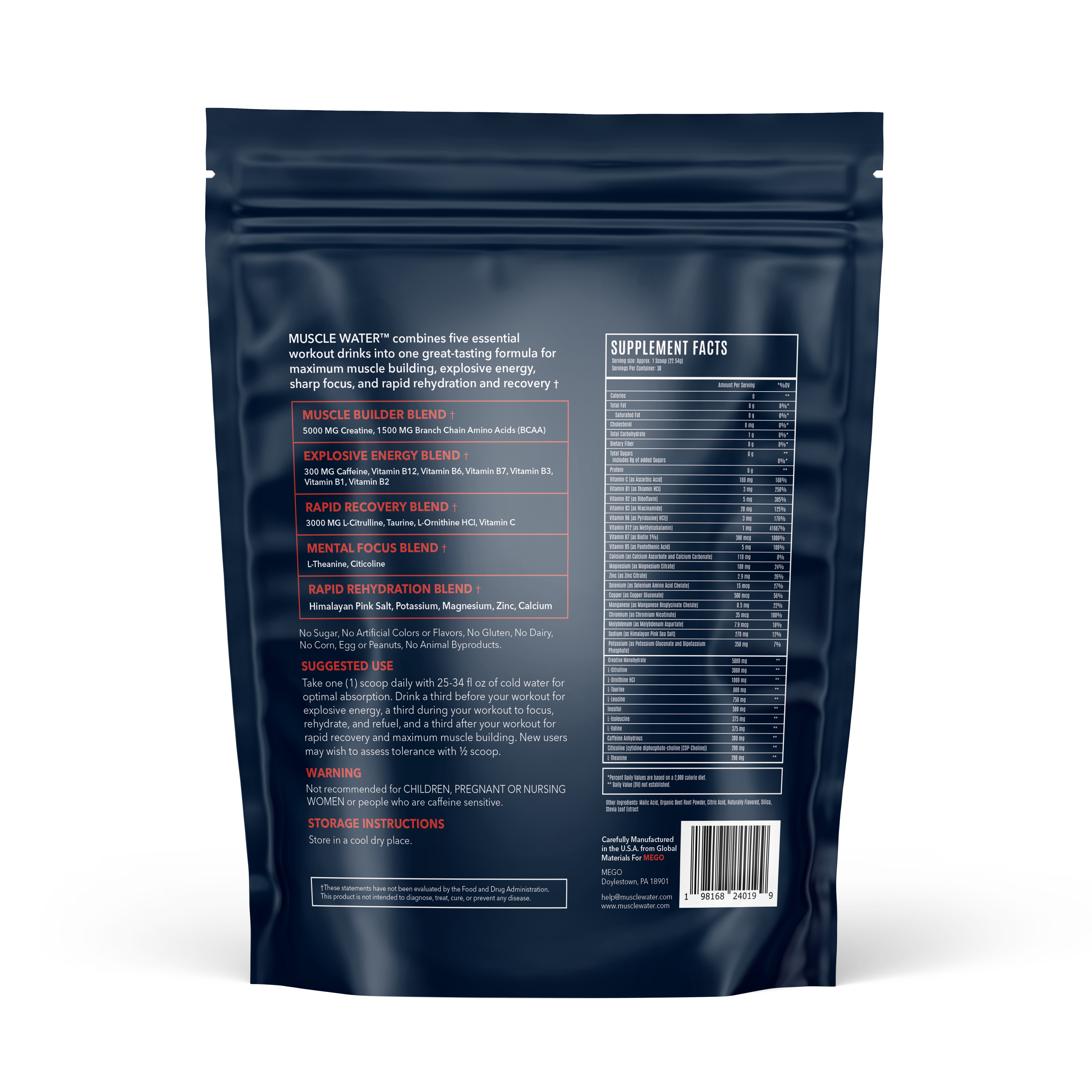 MUSCLE WATER Fruit Punch (30-Day Supply)