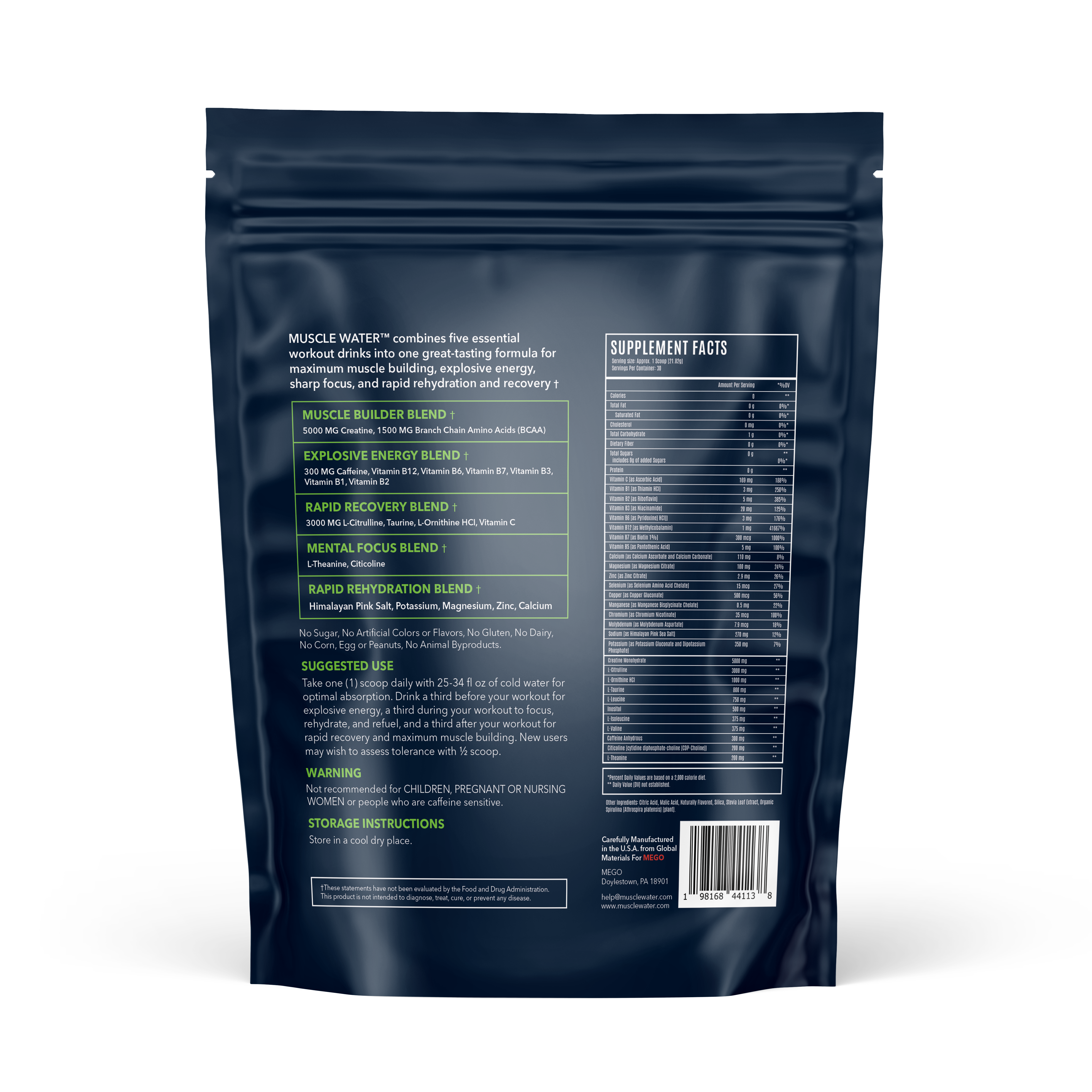 MUSCLE WATER Green Apple (30-Day Supply)