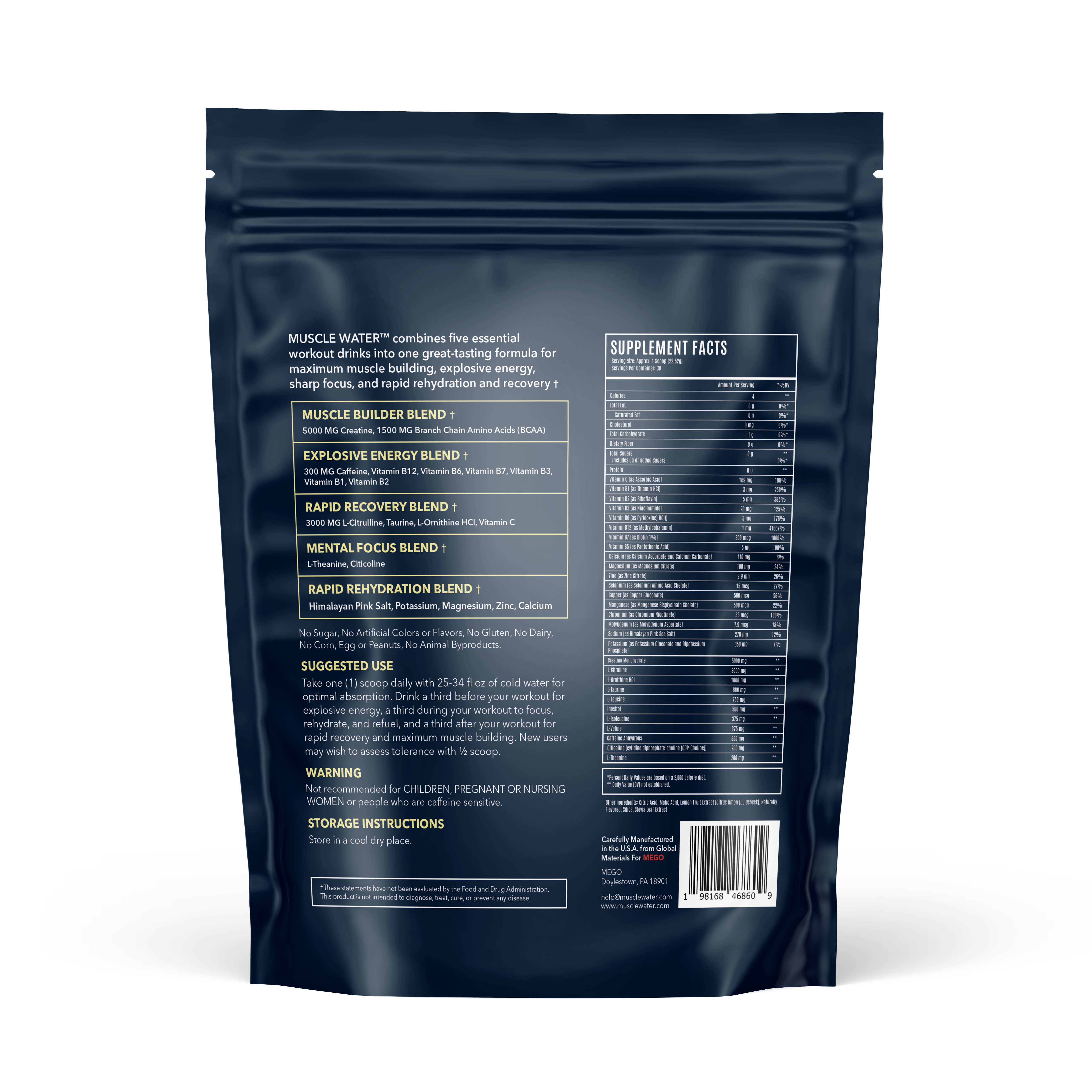 MUSCLE WATER Lemonade (30-Day Supply)